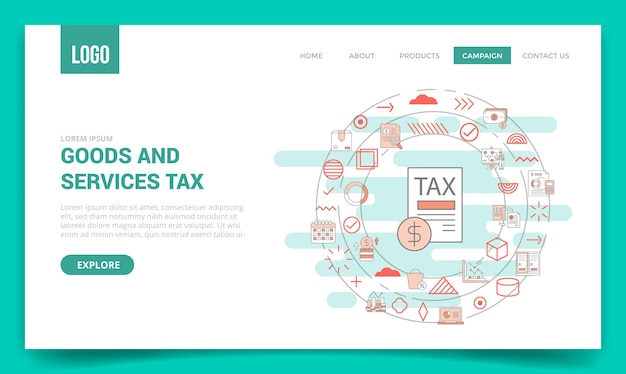 Vector gst goods and services tax concept with circle icon for website template or landing page homepage vector illustration