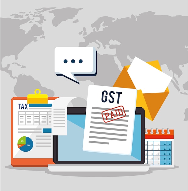 Gst time set elements icons vector illustration design