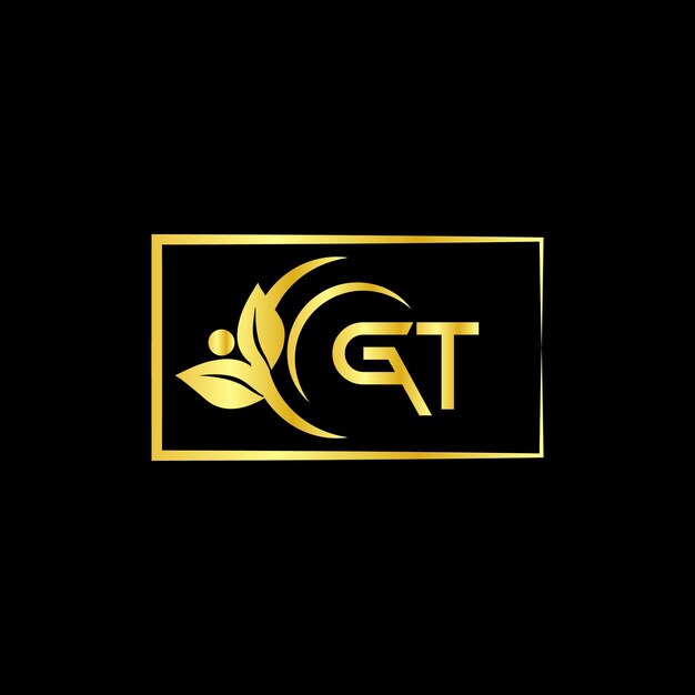 gt letter branding logo design with a flower logo