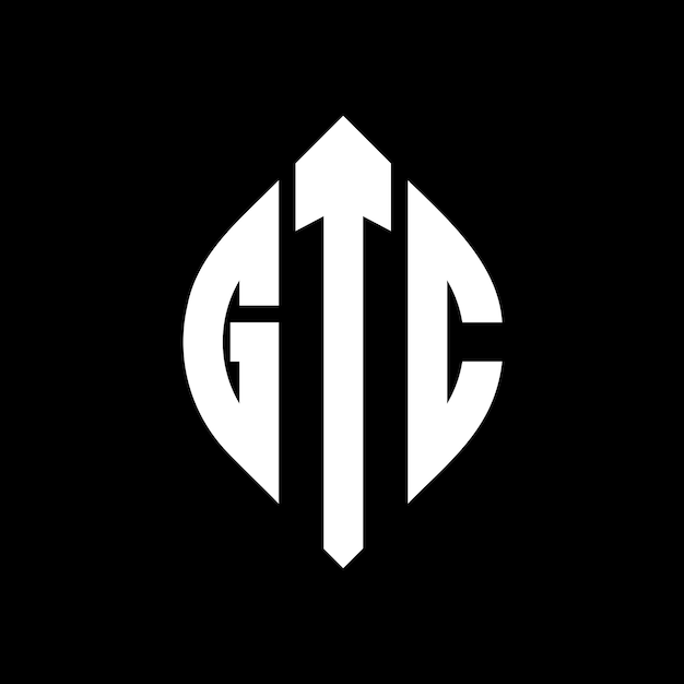 GTC 円の形状のロゴデザイン GTC エリプスの形状 3つのイニシャルが円のロゴを形成する 円のエンブレム 抽象的なモノグラム 文字のマーク ベクトル