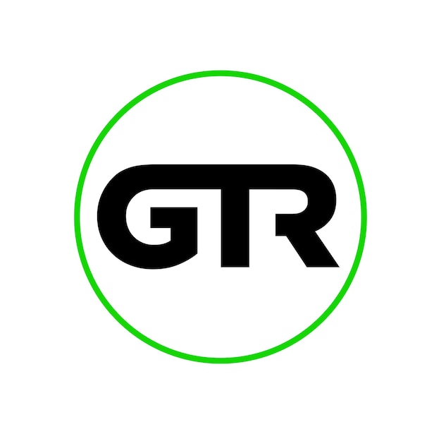 GTR 회사 이름 이니셜 모노그램 녹색 원 아이콘의 GTR 문자