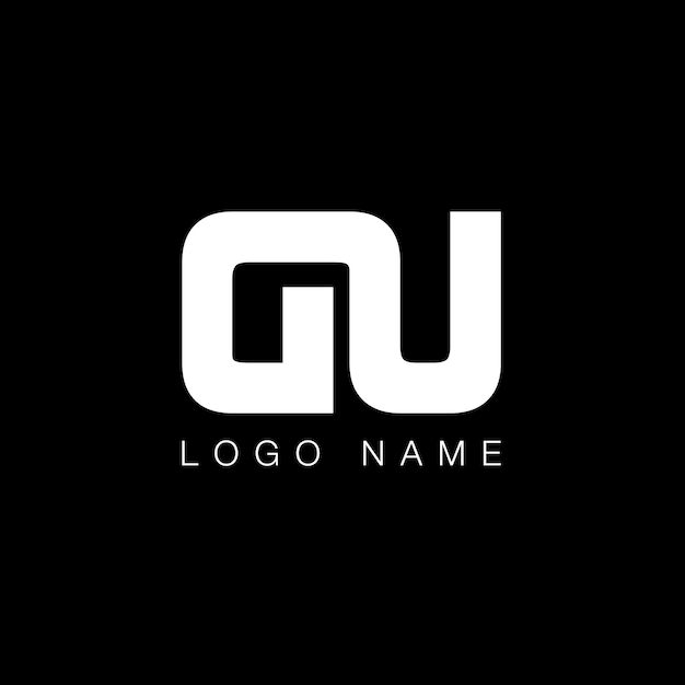 GU letter business logo in black and white color