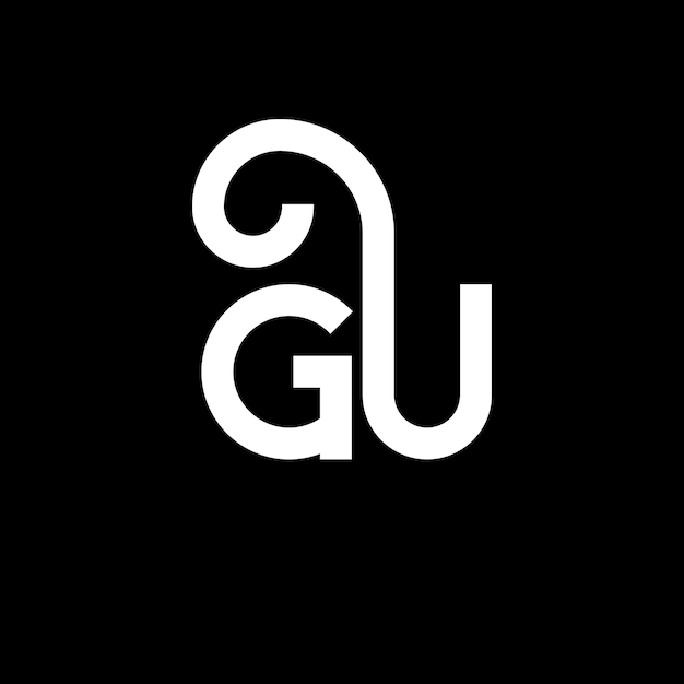 Vector gu letter logo design on black background gu creative initials letter logo concept gu letter design gu white letter design on black background g u g u logo