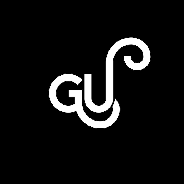 GU letter logo ontwerp op zwarte achtergrond GU creatieve initialen letter logo concept gu letter design GU witte letter ontwerp op zwart achtergrond G U g u logo