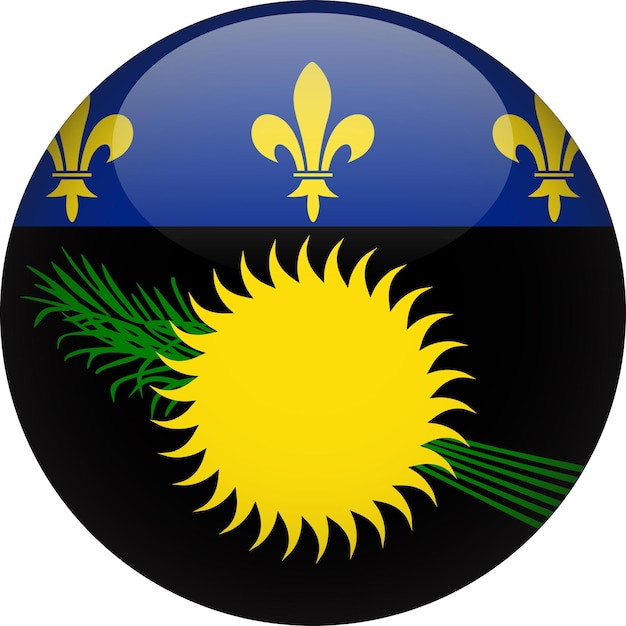 Guadeloupe 3D Rounded Flag Button