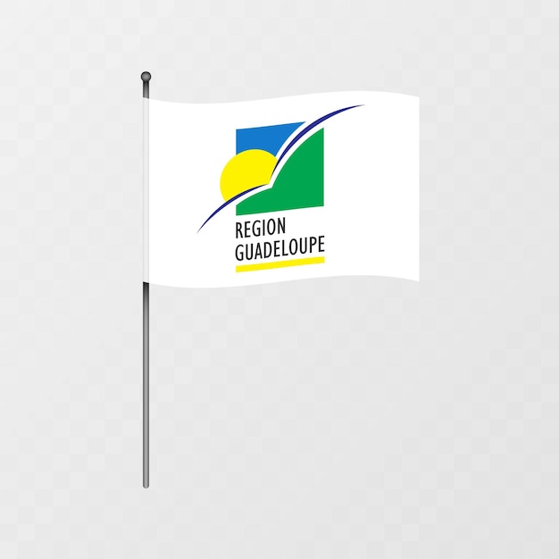 Guadeloupe flag on flagpole Vector illustration