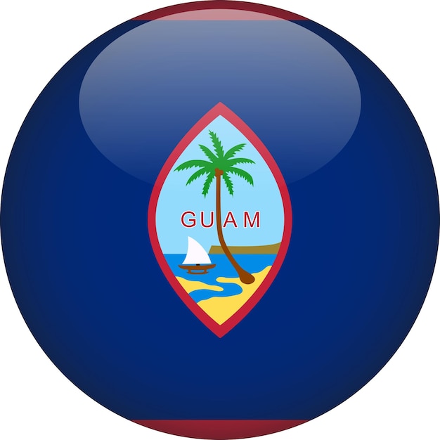 Guam 3D Rounded Flag Button