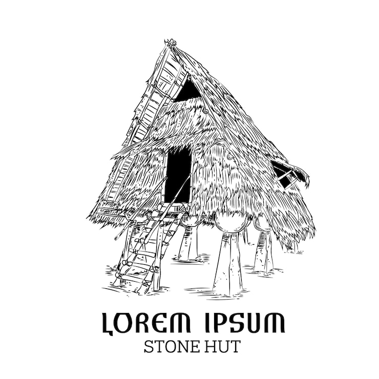 Vector guam latte stone hut vector illustration logo
