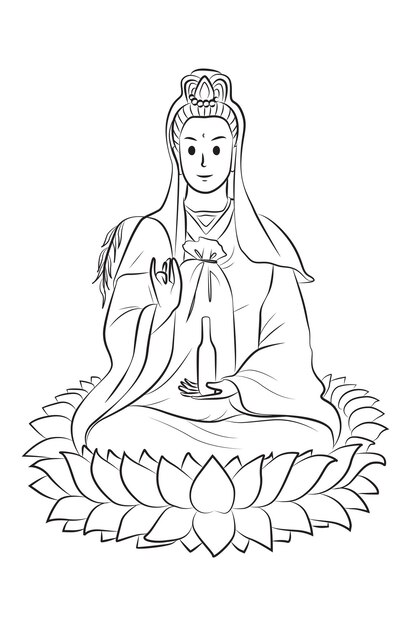 Guan Yin Chinese godin cartoon illustratie