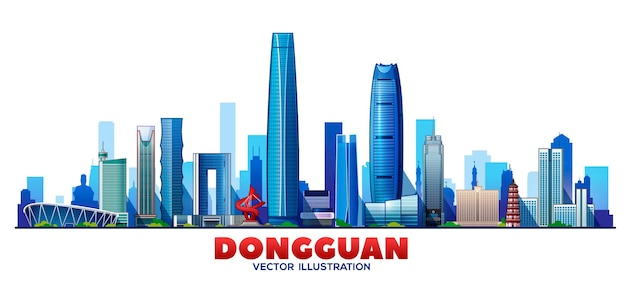 Vector guangdong skyline the most prominent buildings of guangdong province guangzhou dongguan foshan shenzhen