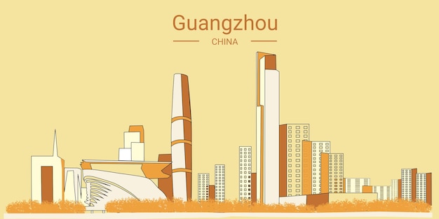 Горизонт гуанчжоу на белом фоне
