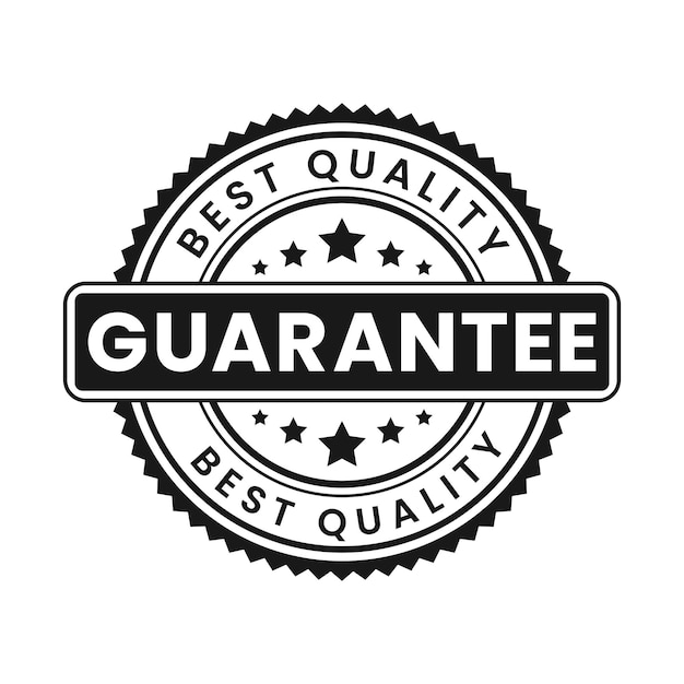 Vector guarantee stamp label with best quality and 5 stars rating vector