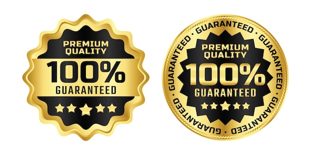 Guaranteed badge logo vector with black and gold color for product label