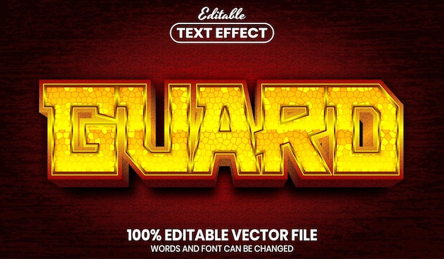 Guard text, font style editable text effect