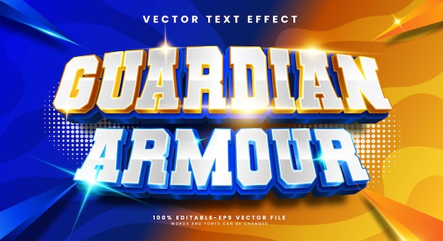 Guardian armour 3d editable vector text effect with blue luxury concept