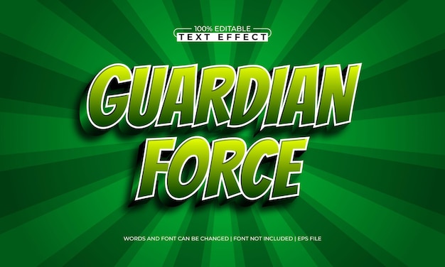 guardian force editable text effect with a kids and happy text style