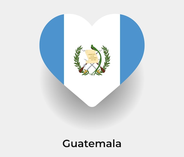 Illustrazione vettoriale dell'icona a forma di cuore della bandiera del guatemala