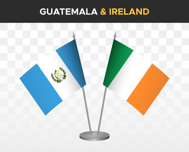 Guatemala vs ireland desk flags mockup isolated 3d vector illustration table flags