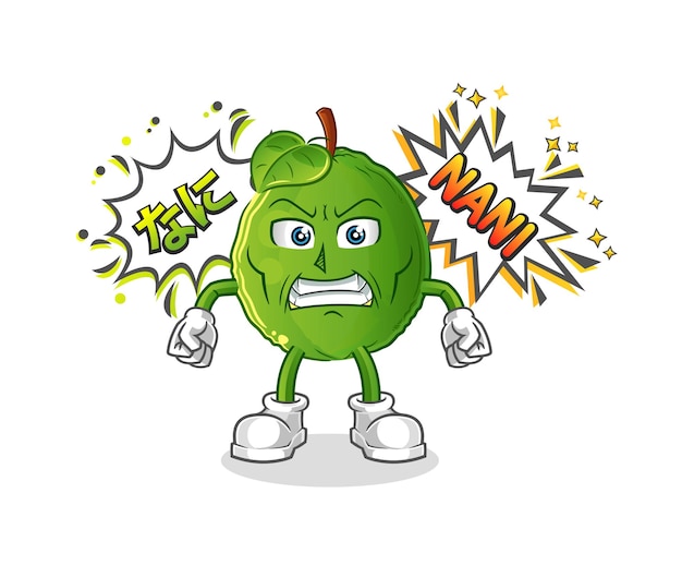 Guava anime angry vector cartoon character