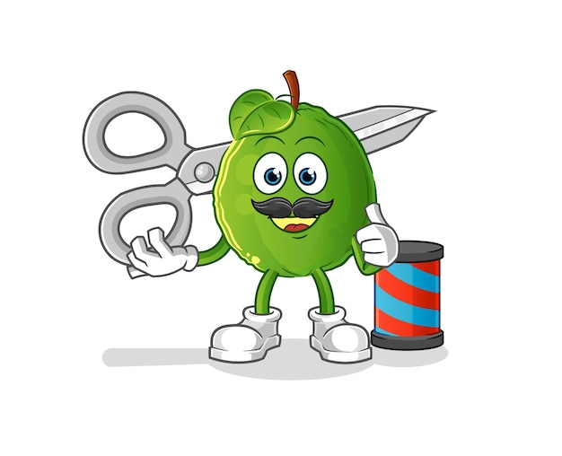 guava barber cartoon. cartoon mascot vector