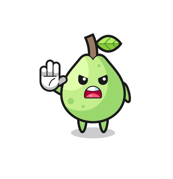 Guava character doing stop gesture