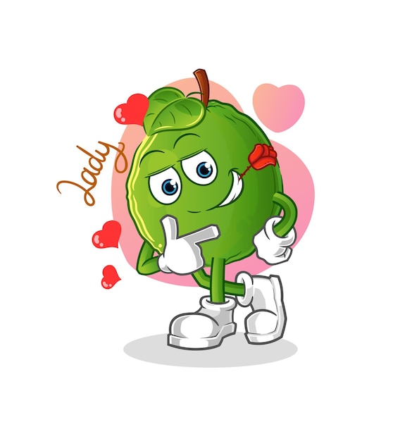 Guava flirting illustration. character vector