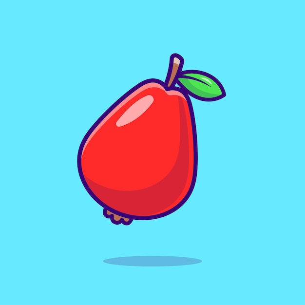 Гуава фрукты мультфильм векторная иконка иллюстрация еда природа значок концепция изолированные премиум вектор плоский