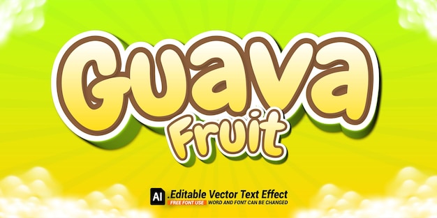 Guava Fruit Colourful Cartoon Text Effect