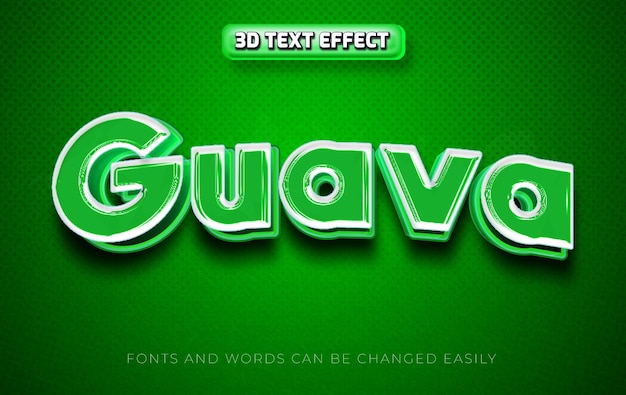 Guava groen fruit 3d bewerkbare teksteffectstijl