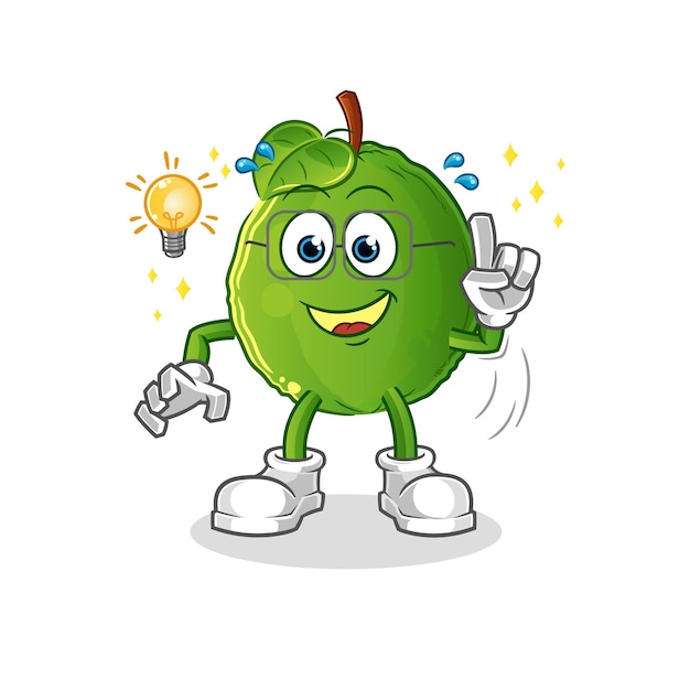 Guava heeft een idee-cartoon. mascotte vector