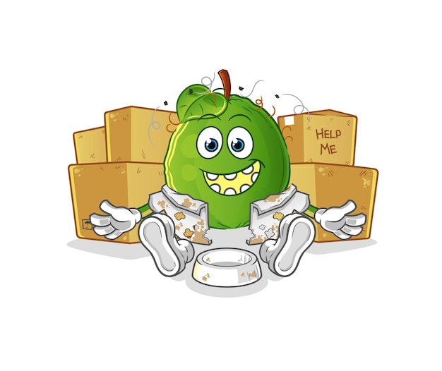 Guava homeless character cartoon mascot vector