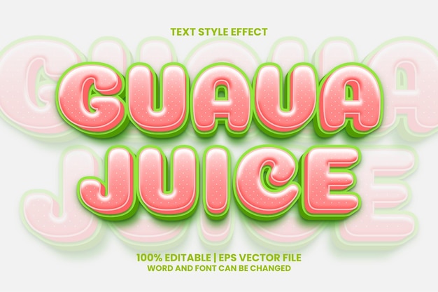 Effetto di testo modificabile in stile 3d di succo di guava