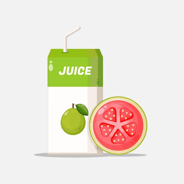 Guava juice box with guava slice icon