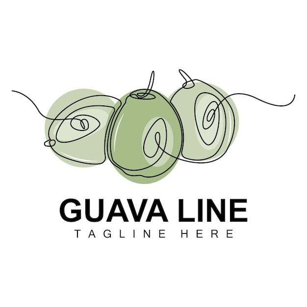 Guava Logo Design Vector Met Lijnstijl Vers Fruit Markt Illustratie Vitamine Plant