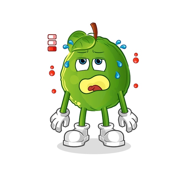 Guava low battery mascot. cartoon vector