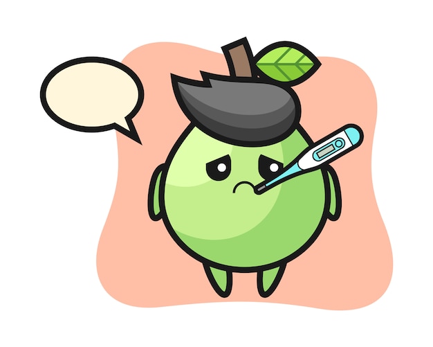 Guava mascot character with fever condition, cute style  for t shirt, sticker, logo element