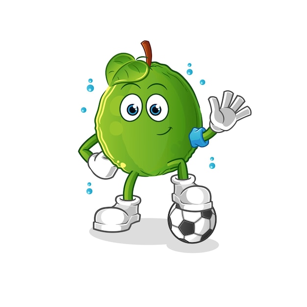 Guava playing soccer illustration. character vector