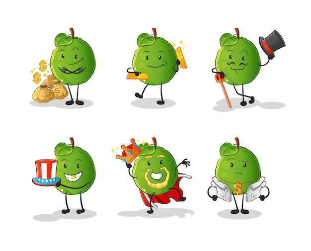 Guava rich character. cartoon mascot vector