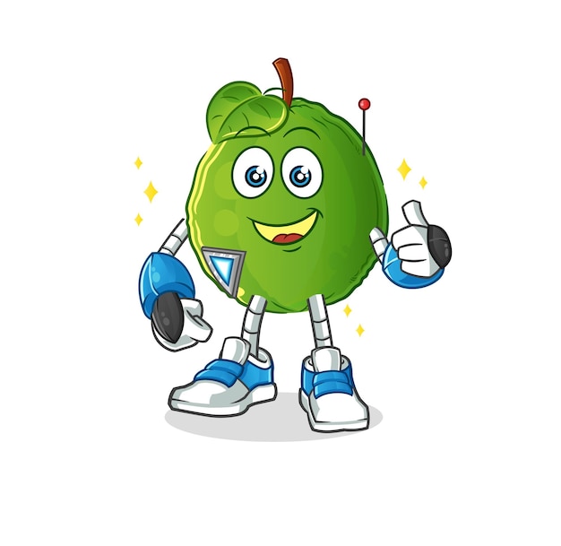 Vector guava robot character cartoon mascot vector