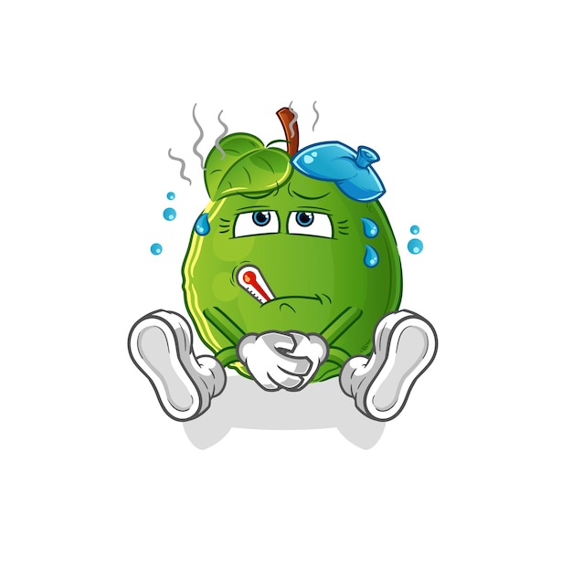 Guava sick vector. cartoon character