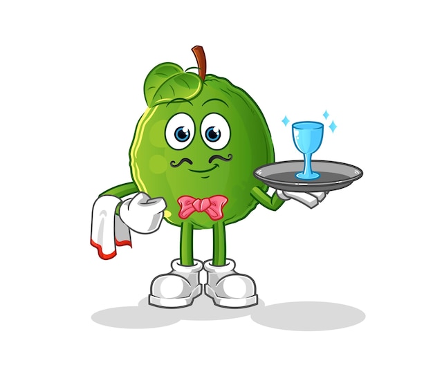 Guava waiter cartoon. cartoon mascot vector