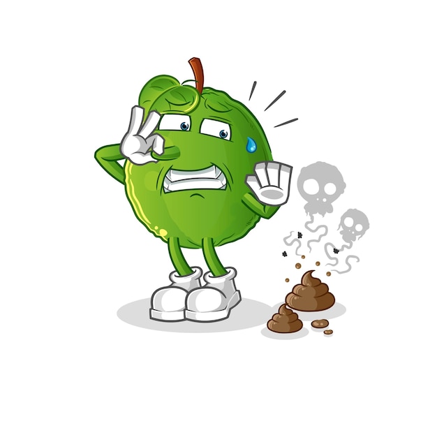 Guava with stinky waste illustration. character vector