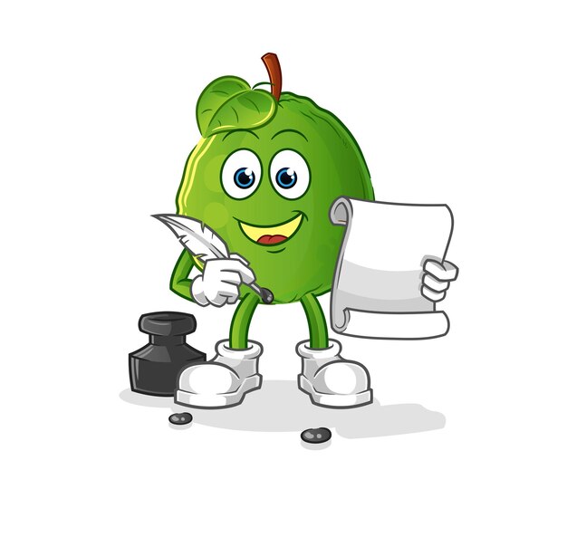 Guava writer vector. cartoon character