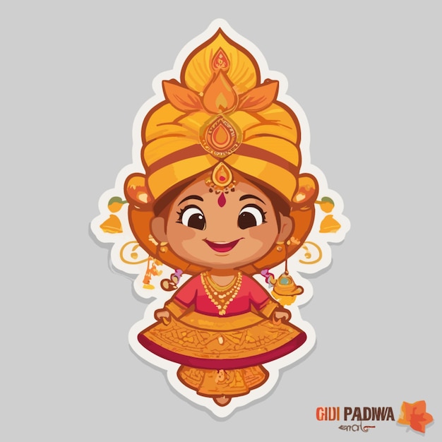 Vector gudi padwa cartoon vector