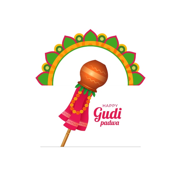 Vector gudi padwa celebration indian new year celebration illustration