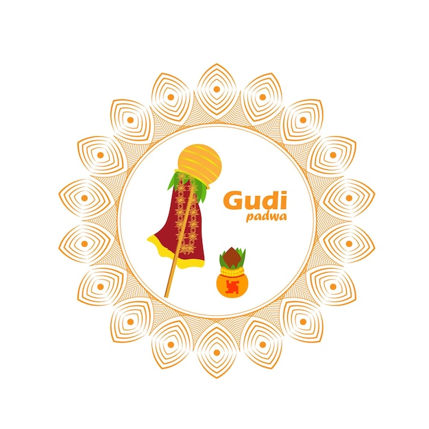 Vettore celebrazione di gudi padwa (capodanno lunare), illustrazione vettoriale.