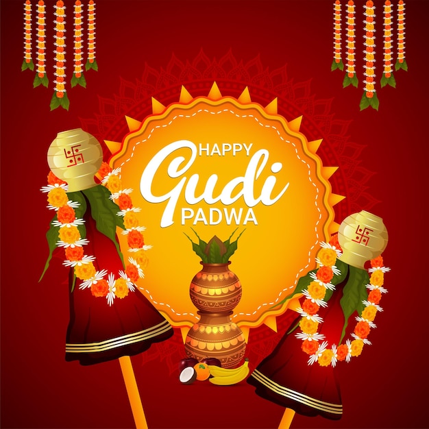 Vector gudi padwa festival design concept