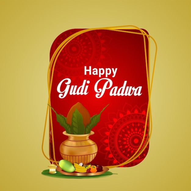 Vector gudi padwa indian festival celebration greeting card