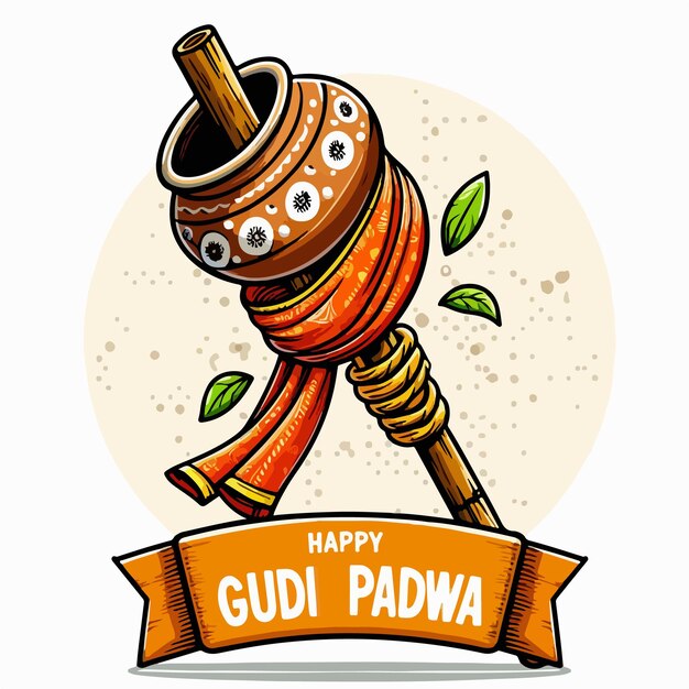 Vector gudi padwa lunar new year celebration in maharashtra of india