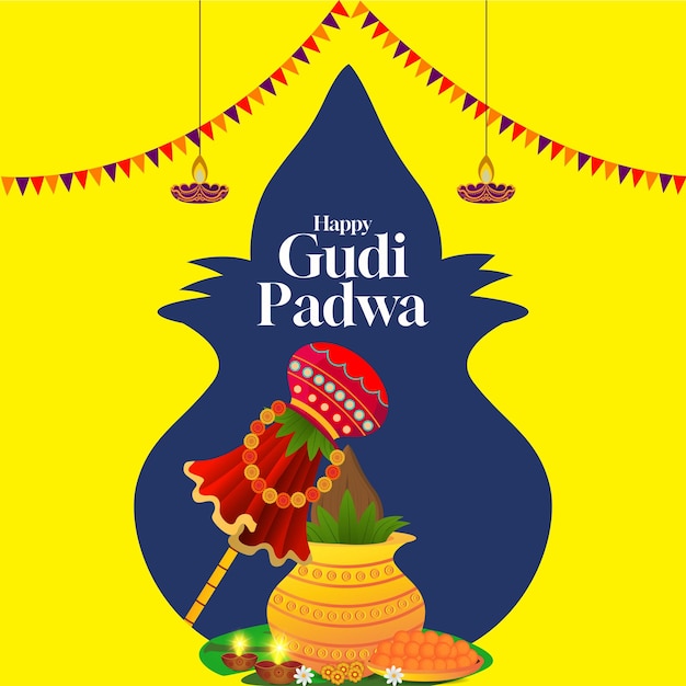 Vector gudi padwa maharashtra creative background